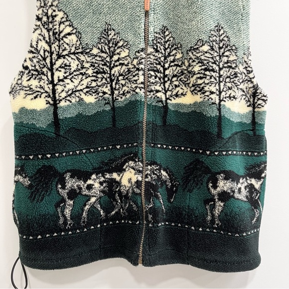 Vintage Outback Trading Co. green horse full zip fleece vest size medium - Picture 3 of 8